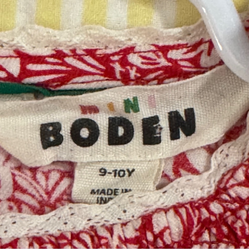 Mini Boden Girl Red Smocked Floral Ruffled Long Sleeve Top - Picture 9 of 9